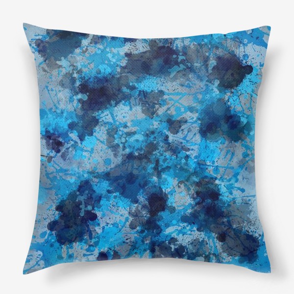 Подушка &laquo;Абстрактный рисунок с брызгами синей и голубой краски &raquo;