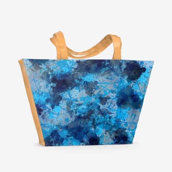 Пляжная сумка &laquo;Абстрактный рисунок с брызгами синей и голубой краски &raquo;