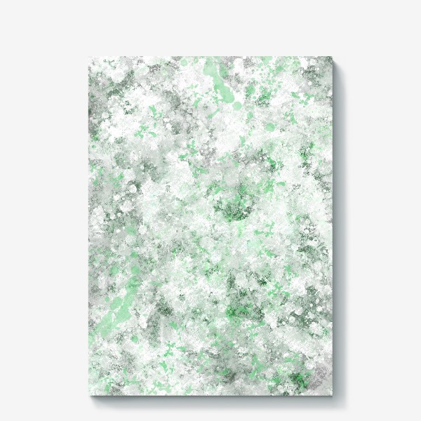 Холст &laquo;Абстрактный рисунок с брызгами серой , белой и зеленой краски&raquo;