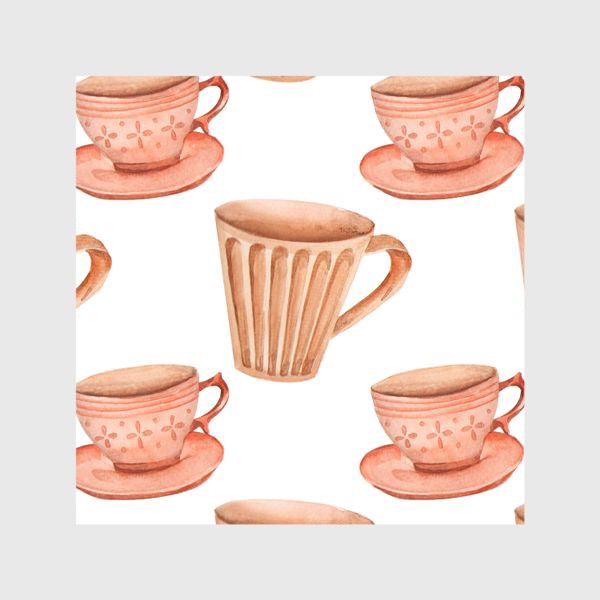 Шторы «чашки бокалы чай кофе паттерн»