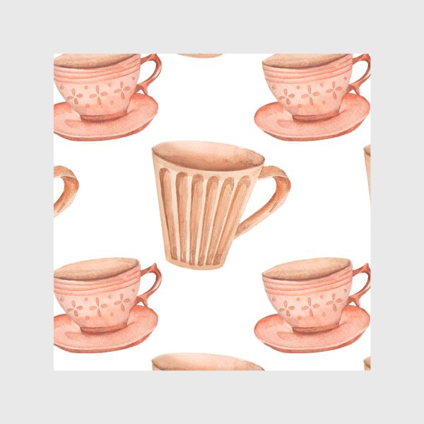 Скатерть «чашки бокалы чай кофе паттерн»