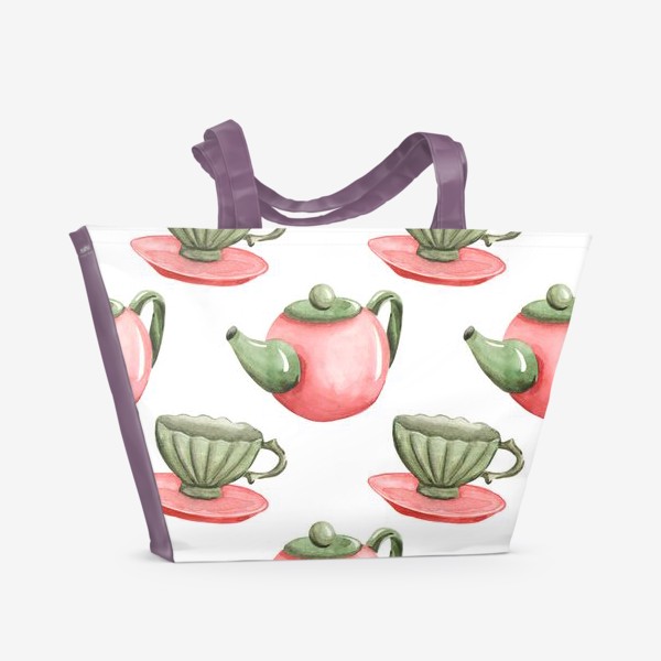 Пляжная сумка «Чай и чашки в чаепитии»