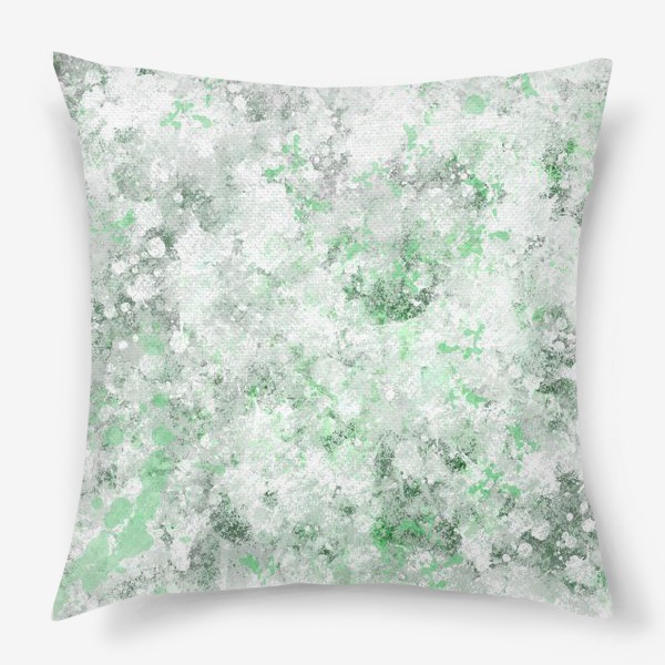 Подушка «Абстрактный рисунок с брызгами серой , белой и зеленой краски»