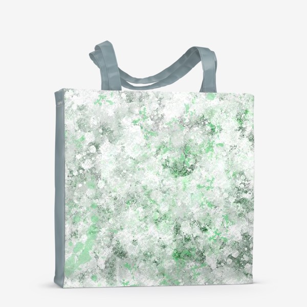 Сумка-шоппер «Абстрактный рисунок с брызгами серой , белой и зеленой краски»
