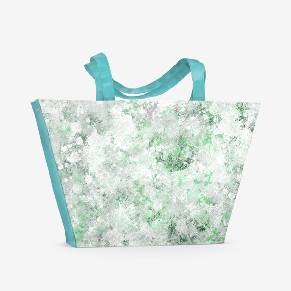 Пляжная сумка «Абстрактный рисунок с брызгами серой , белой и зеленой краски»
