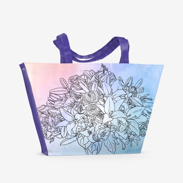 Пляжная сумка «Букет с лилиями»
