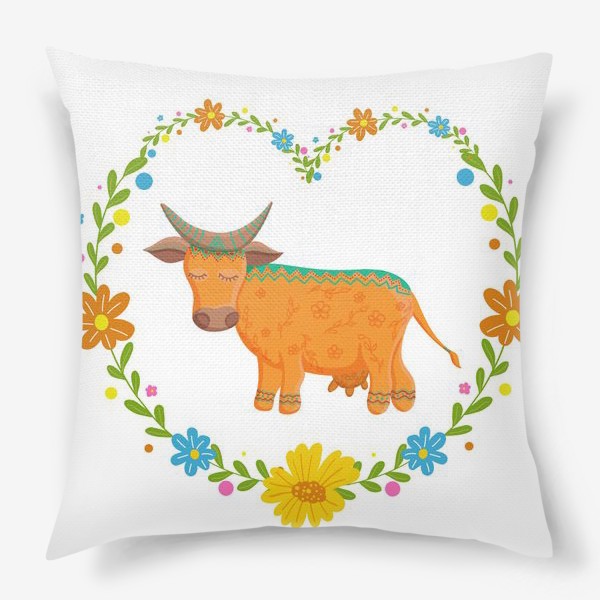 Подушка «Корова с цветами»
