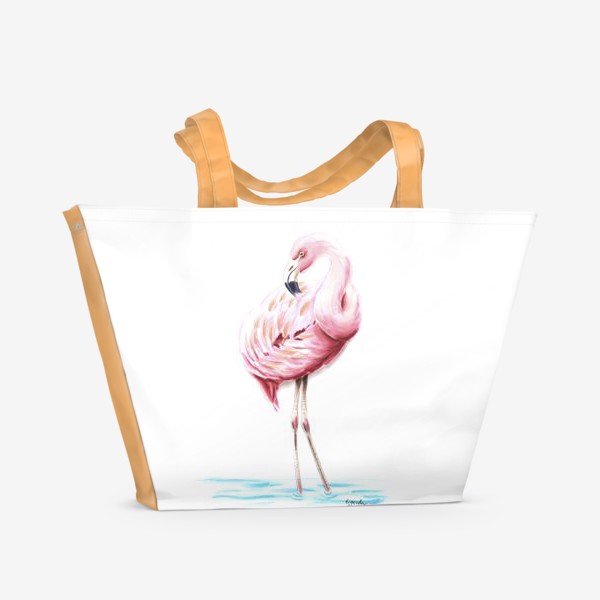 Пляжная сумка «Птица розовый фламинго»