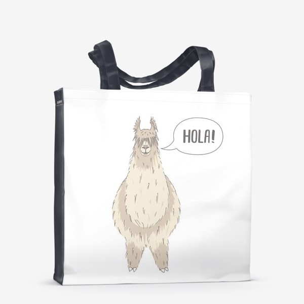 Сумка-шоппер «Забавная, мохнатая альпака говорит "Привет!" по-испански»