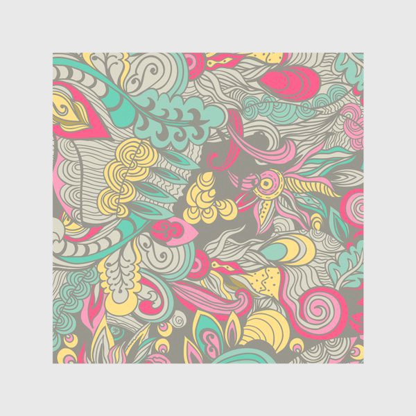 Скатерть «Бесшовный паттерн с абстрактными цветами в нежных женственных тонах на сером фоне»