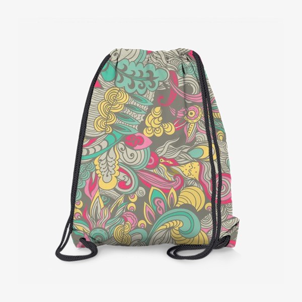 Рюкзак «Бесшовный паттерн с абстрактными цветами в нежных женственных тонах на сером фоне»