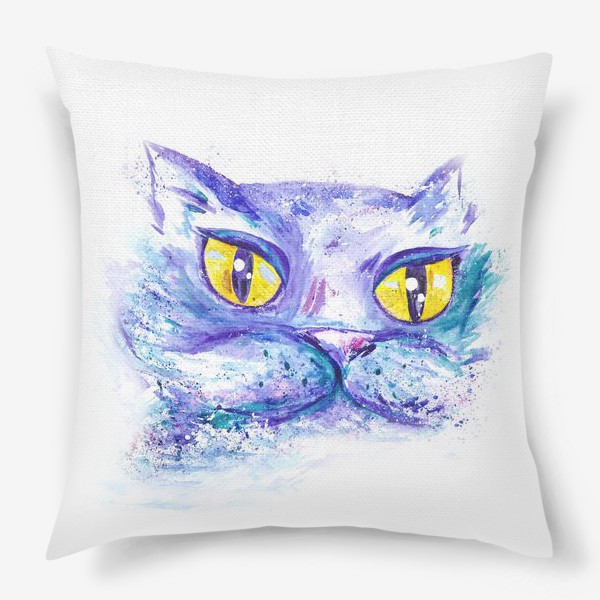 Подушка «Акварельный ночной кот, импрессионизм»