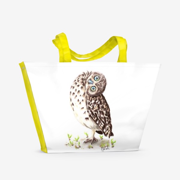 Пляжная сумка «Птица сыч - маленькая сова»