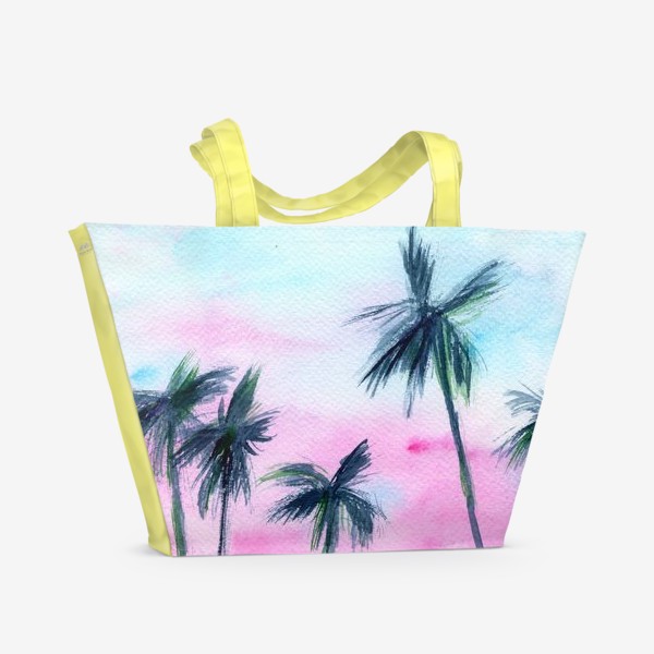 Пляжная сумка «Закат в Майaми // акварель»