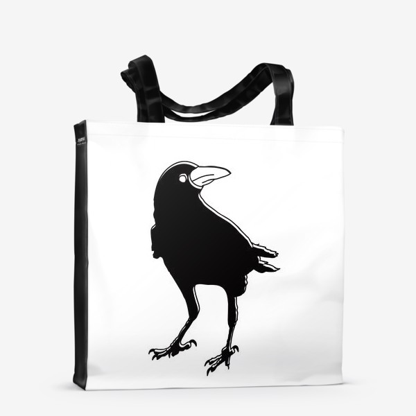 Сумка-шоппер «Черный силуэт вороны с обводкой»