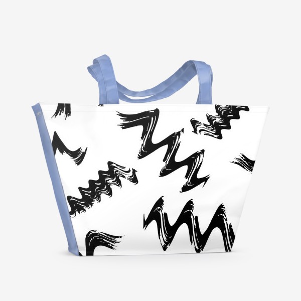 Пляжная сумка «Черно-белый бесшовный паттерн с абстрактными мазками кистью »