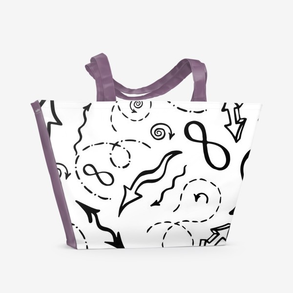 Пляжная сумка &laquo;Бесшовный черно-белый паттерн с математическими знаками. Hand-drawn sketch doodles&raquo;