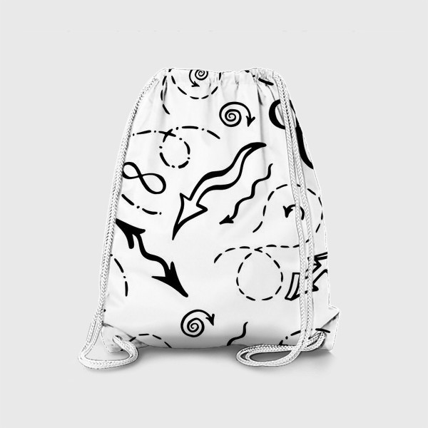 Рюкзак «Бесшовный черно-белый паттерн с математическими знаками. Hand-drawn sketch doodles»
