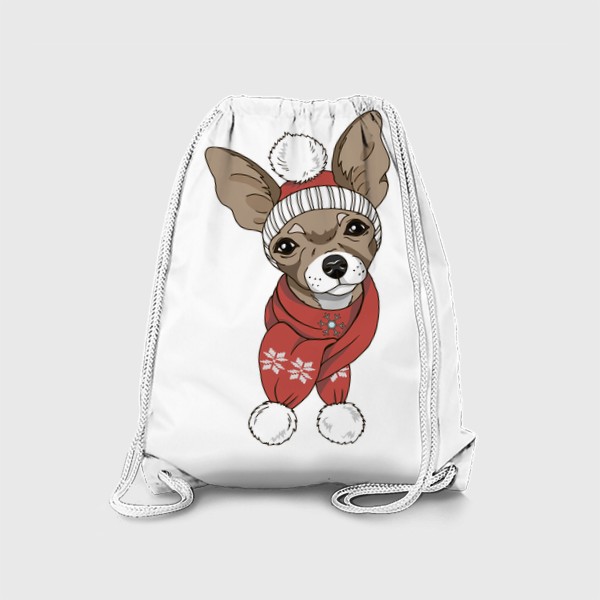Рюкзак «маленькая собачка в шапке и шарфе»