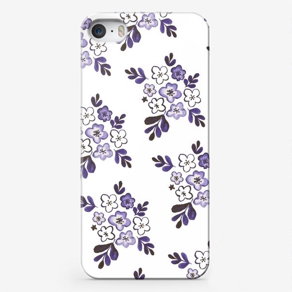 Чехол iPhone «Фиолетовый акварельный цветочный паттерн»