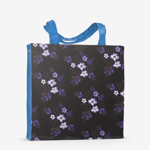 Сумка-шоппер &laquo;Фиолетовые цветы на темном фоне&raquo;