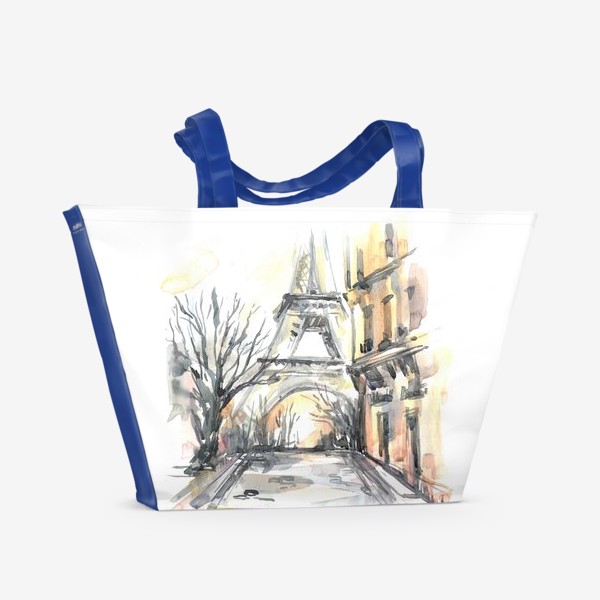 Пляжная сумка «Улочка с Эйфелевой башней.»