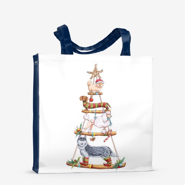 Сумка-шоппер «Christmas tree. Новогодняя елка - собаки.»