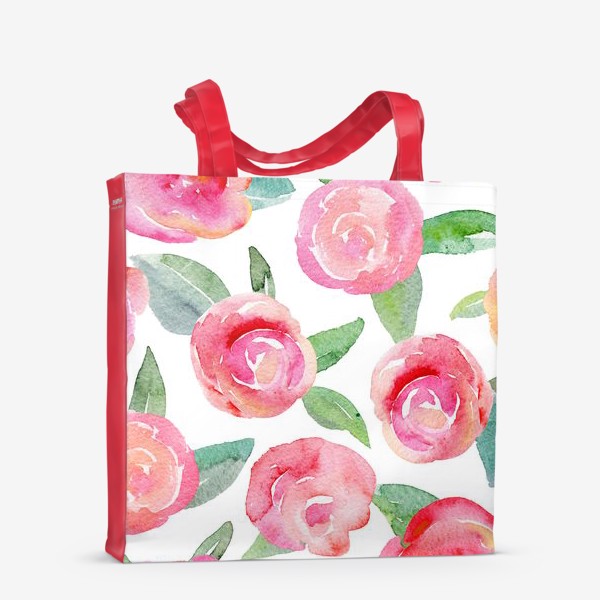 Сумка-шоппер «Акварельный цветочный узор "Розы"»
