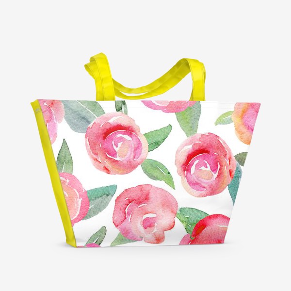 Пляжная сумка &laquo;Акварельный цветочный узор "Розы"&raquo;