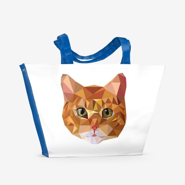 Пляжная сумка «Рыжий кот в стиле Low Poly»