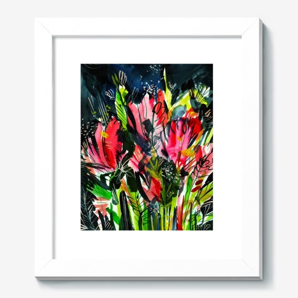 Картина «абстрактные красные цветы на черном фоне», купить в  интернет-магазине в Москве, автор: Arina Deviaterikova, цена: 4880 рублей,  1196.6173.41227.114223