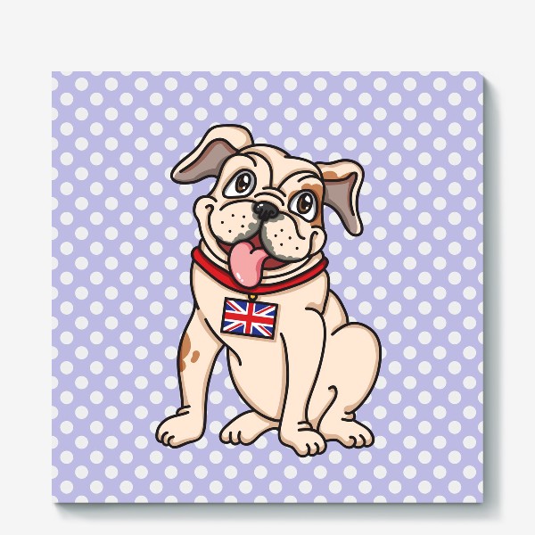Холст «Веселая собака (Бульдог с британским флагом)»