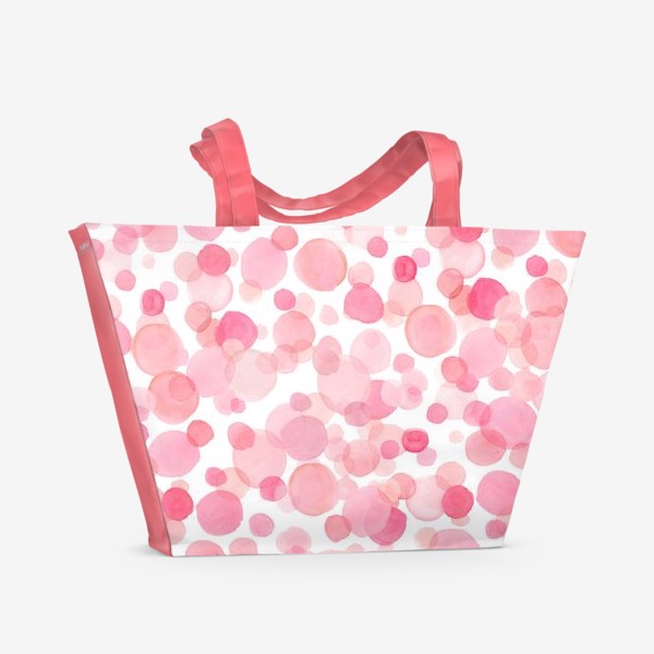 Пляжная сумка &laquo;Розовые акварельные круги&raquo;