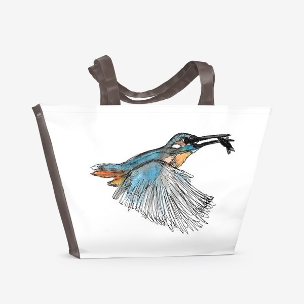 Пляжная сумка «Колибри с рыбой»
