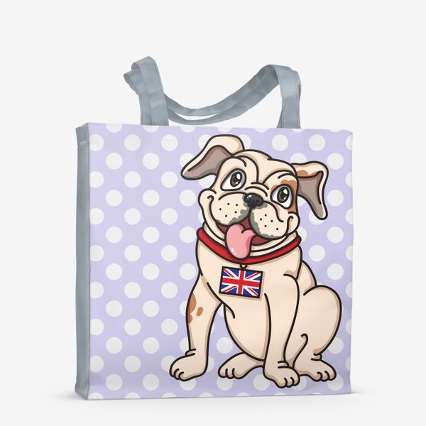 Сумка-шоппер «Веселая собака (Бульдог с британским флагом)»