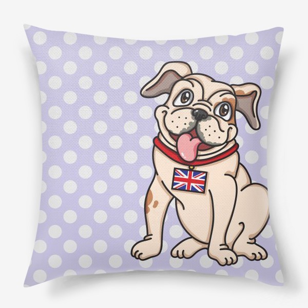 Подушка «Веселая собака (Бульдог с британским флагом)»