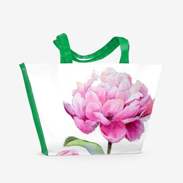 Пляжная сумка «Акварель Розовые пионы»