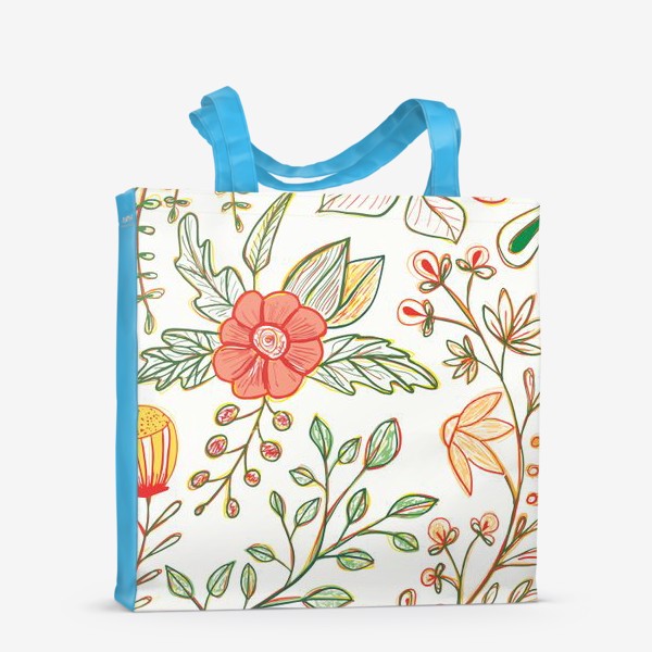 Сумка-шоппер «Цветы, листья, ботаника, рисунок»