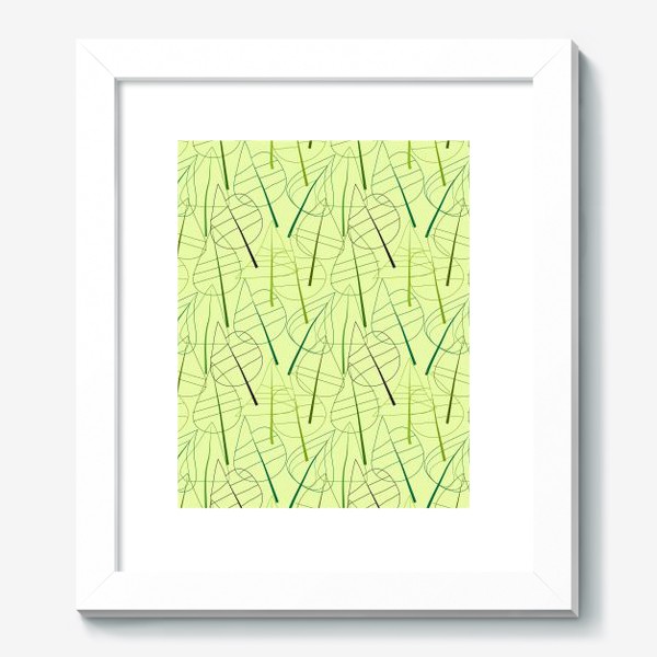 Картина «Зеленый свктлый фон с овбсрактными листьями, нарисованные только линиями»