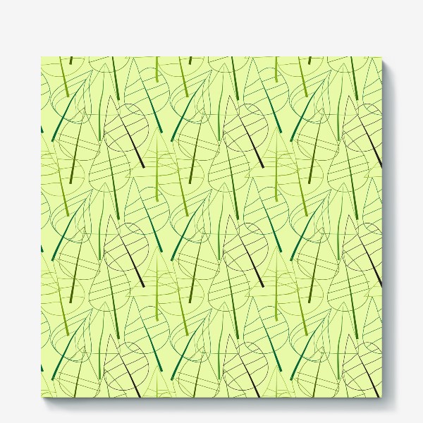 Холст &laquo;Зеленый свктлый фон с овбсрактными листьями, нарисованные только линиями&raquo;