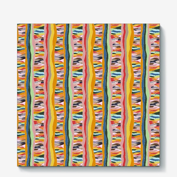 Холст «Абстрактный геометрический разноцветный узор с яркими волнистыми линиями »
