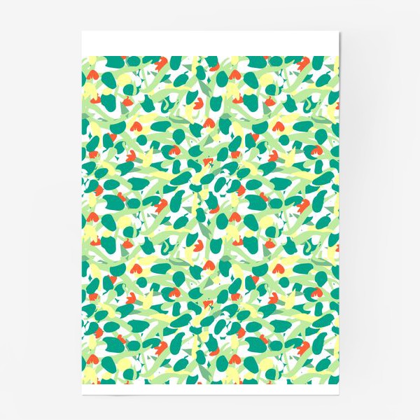 Постер «Абстрактный геометрический разноцветный узор с пастельными лепестками и формами»