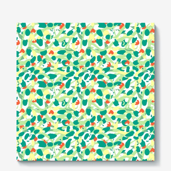 Холст &laquo;Абстрактный геометрический разноцветный узор с пастельными лепестками и формами&raquo;