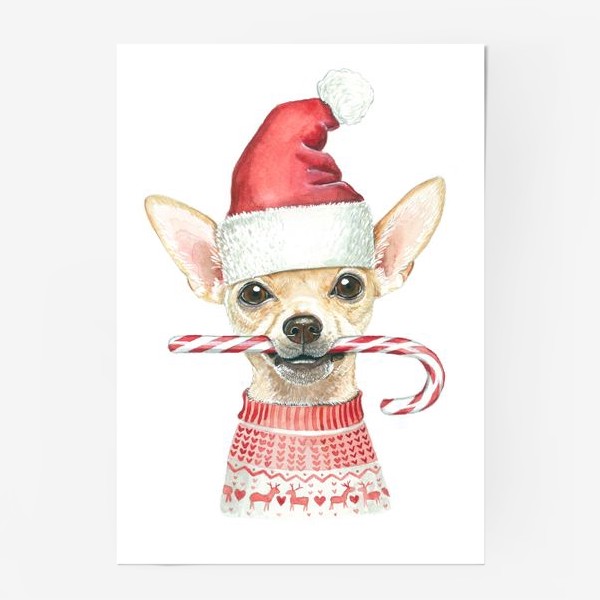Постер «Чихуахуа Новогодний пес»