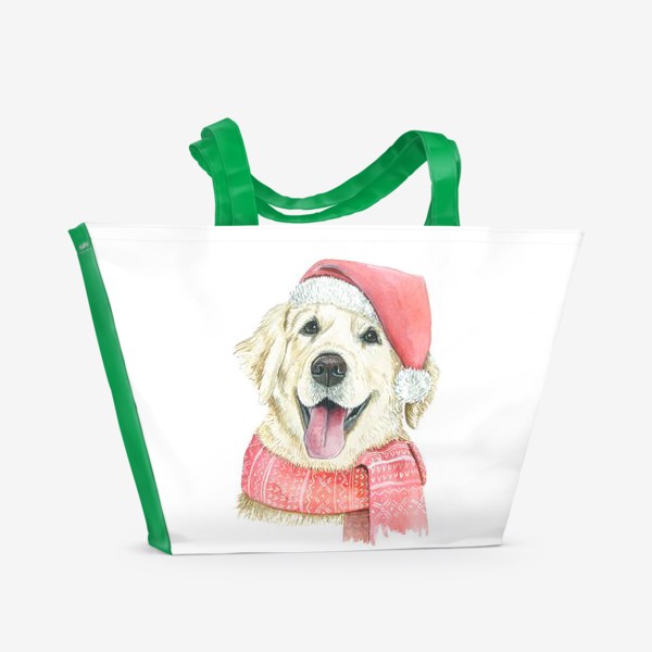 Пляжная сумка &laquo;Лабрадор Новогодний пес&raquo;