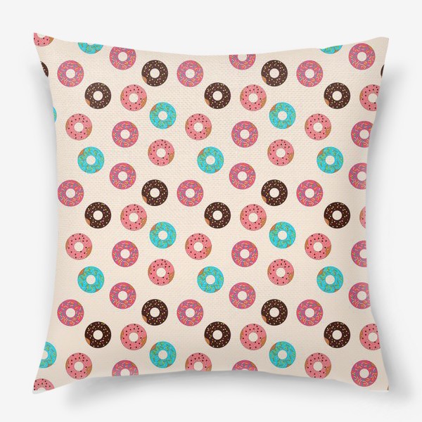Подушка «Пончики на розовом фоне»
