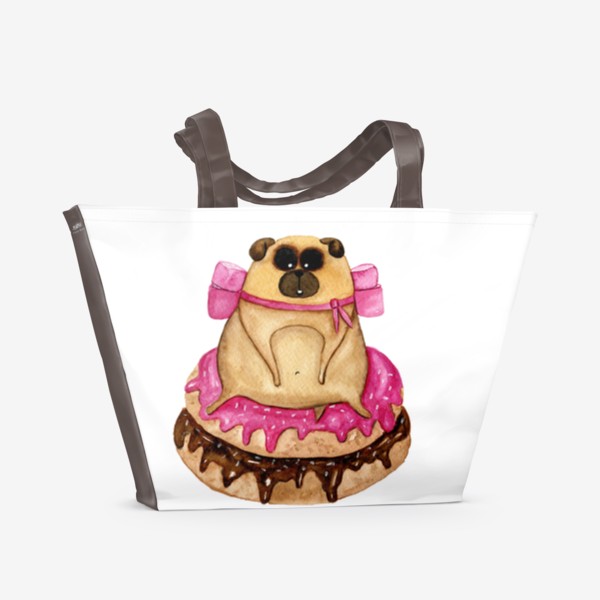 Пляжная сумка «Мопс с пончиками»