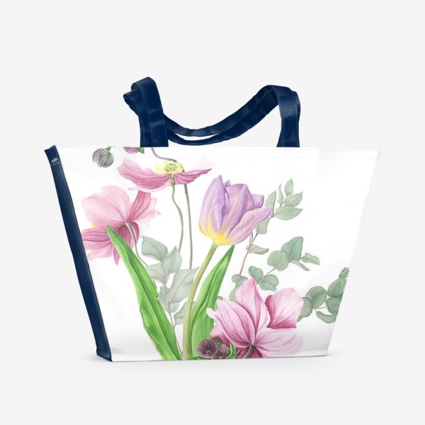 Пляжная сумка «Букет весенних цветов»