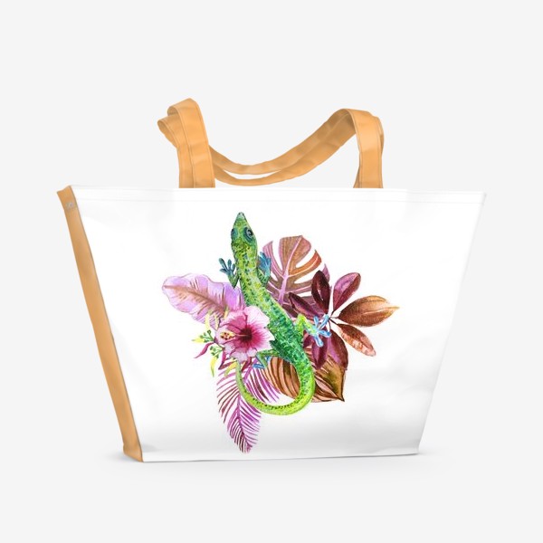 Пляжная сумка &laquo;ящерица и цветы &raquo;