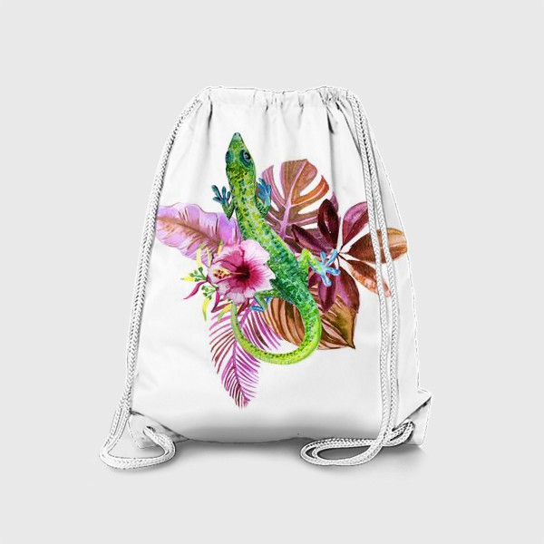 Рюкзак «ящерица и цветы »
